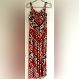 Tommy Bahama cheetah Print Maxi dress Size S sleeveless with adjustable straps